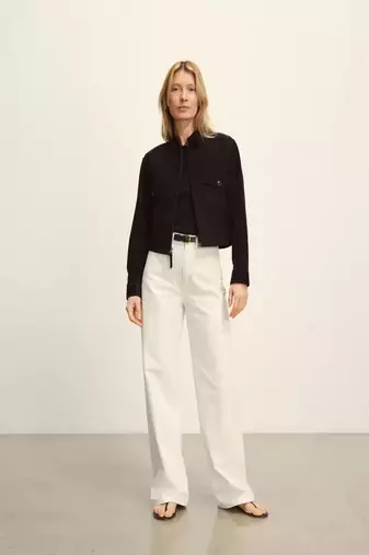 Women’s black suede leather cropped jacket genuine lambskin minimalist biker style