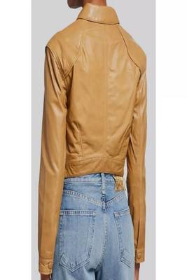 women's tan lambskin leather jacket classic zip up style 2