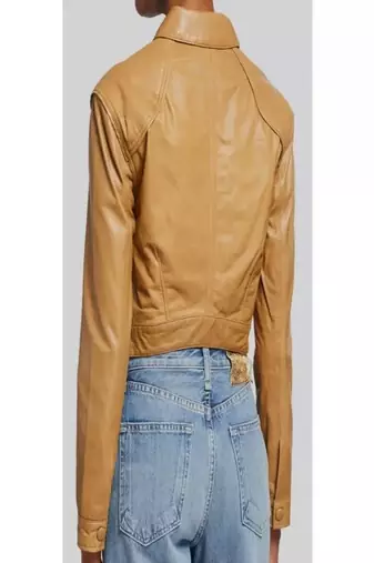 women's tan lambskin leather jacket classic zip up style