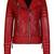 Women’s red genuine leather biker jacket quilted slim fit moto motorcycle coat