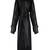 Women’s black leather trench coat belted longline classic elegant outerwear