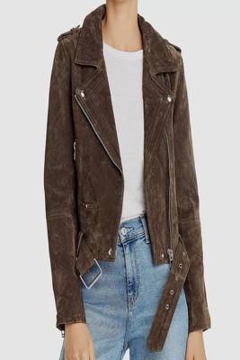 women's genuine suede leather biker jacket classic moto zip style premium 1