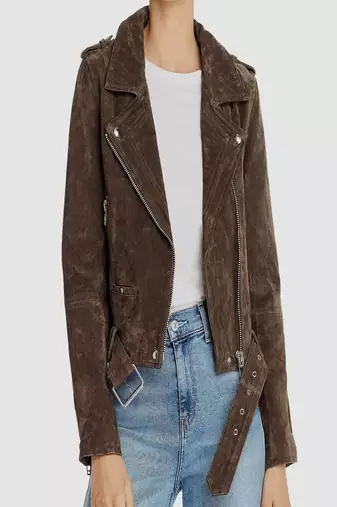 Women’s handmade suede leather  jacket western cowgirl biker style