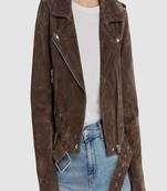Women’s handmade suede leather  jacket western cowgirl biker style
