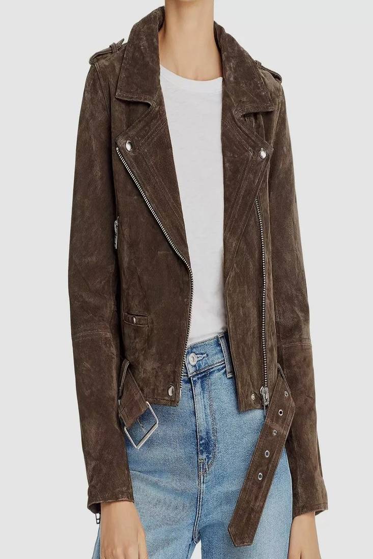 Women’s handmade suede leather  jacket western cowgirl biker style