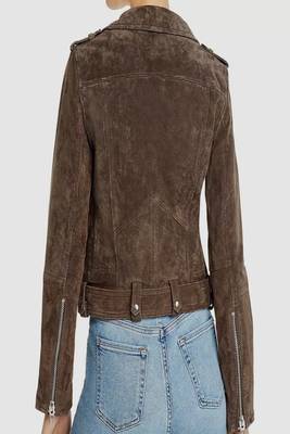 women's genuine suede leather biker jacket classic moto zip style premium 2
