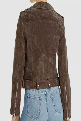 women's genuine suede leather biker jacket classic moto zip style premium