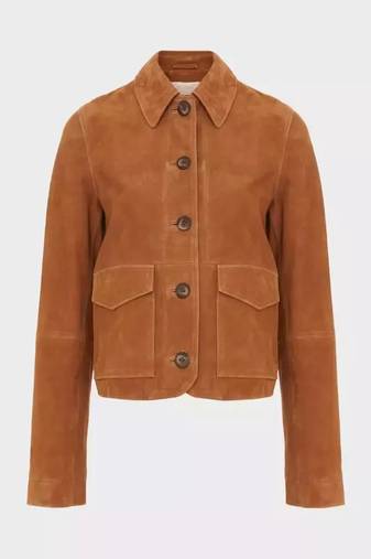 Women’s brown soft suede leather shirt genuine handmade casual biker style