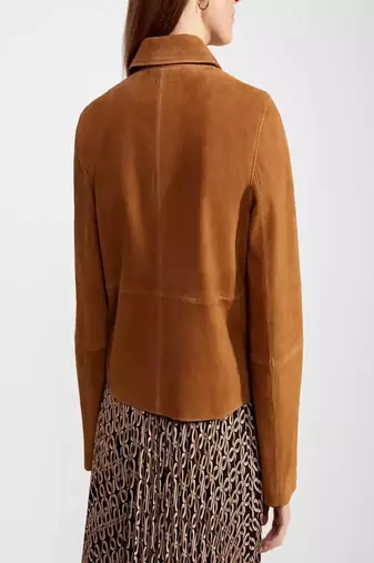 women's brown suede leather shirt classic moto zip style