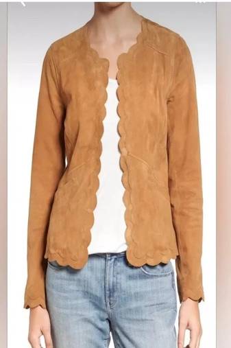 Women’s brown  genuine suede leather cropped jacket  minimalist style