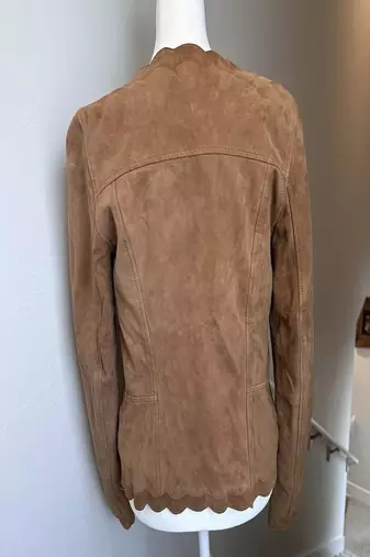 women's brown suede leather jacket classic zip up style