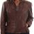 Women’s genuine leather brown  motorcycle jacket zip front slim fit
