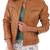 Women’s brown lambskin leather moto jacket slim fit stylish biker coat