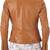Women’s brown lambskin leather moto jacket slim fit stylish biker coat