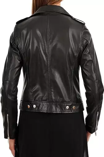 women's black lambskin leather biker jacket classic moto zip style stylish pro