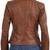 Women’s genuine lambskin leather jacket brown moto biker slim fit classic