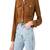 Women’s brown suede leather cropped jacket simple bottom  front casual style