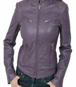 Women’s real soft lambskin leather jacket purple  motorcycle biker stylish slim fit