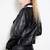 Women’s genuine lambskin leather jacket black & white  moto biker slim fit classic