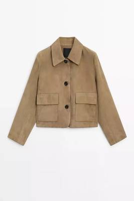women's tan suede leather biker jacket classic moto zip style 1
