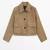 Women’s tan slim fit  genuine suede leather cropped jacket short biker style coat