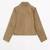 Women’s tan slim fit  genuine suede leather cropped jacket short biker style coat