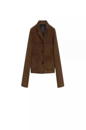 Women’s brown suede leather jacket genuine lambskin western button pockets