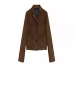 Women’s brown suede leather jacket genuine lambskin western button pockets