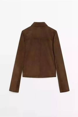 women's brown suede leather jacket classic zip up style exclusive 2