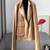 Genuine tan color sheepskin jacket women leather coat casual with pocket