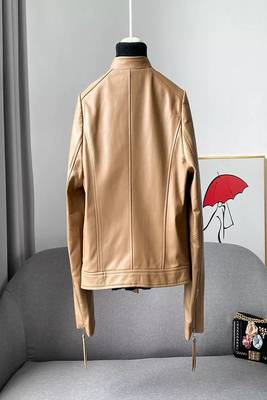 women's tan sheepskin leather jacket classic zip up style 2