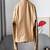 Genuine tan color sheepskin jacket women leather coat casual with pocket