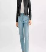 Womens genuine blaack leather jacket vintage slim fit moto biker zip