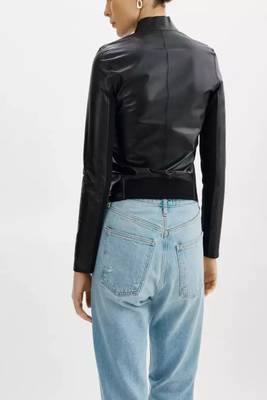 women's genuine lambskin leather biker jacket vintage inspired look 2