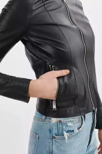 women's genuine lambskin leather biker jacket vintage inspired look