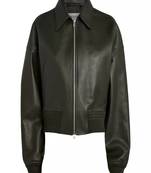 Women’s black genuine lambskin leather bomber jacket slim fit biker motorcycle style