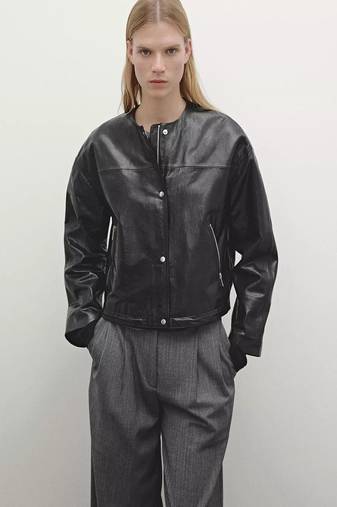 Women’s soft lambskin black bomber jacket slim fit stylish motorcycle look