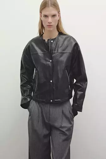 Women’s soft lambskin black bomber jacket slim fit stylish motorcycle look
