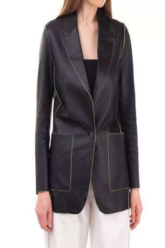 Women  black  genuine leather blazer – slim fit classic formal jacket, handmade premium lambskin coat