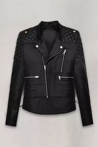 Women’s black lambskin leather jacket quilted biker motorcycle slim fit stylish coat