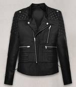 Women’s black lambskin leather jacket quilted biker motorcycle slim fit stylish coat