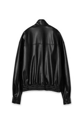 women's black lambskin leather bomber jacket ribbed cuffs and waist exclusive 1