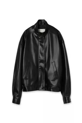 women's black lambskin leather bomber jacket ribbed cuffs and waist exclusive