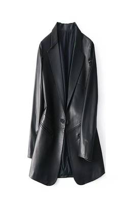 women's black lambskin leather blazer jacket classic zip up style premium 1