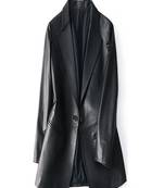 Women’s black genuine leather blazer slim fit classic formal jacket lambskin coat