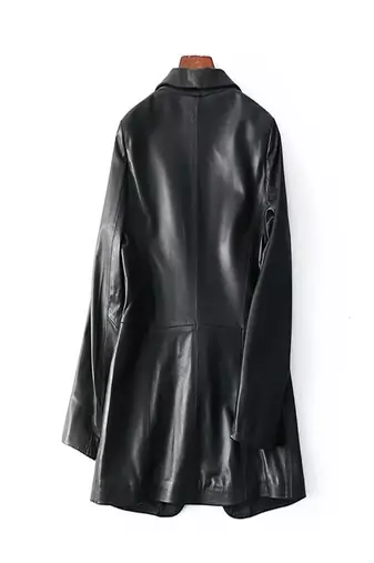 women's black lambskin leather blazer jacket classic zip up style premium