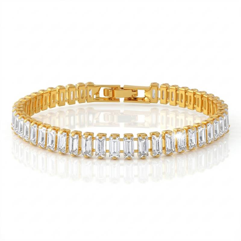 Brass gold moissanite diamond unisex bracelet