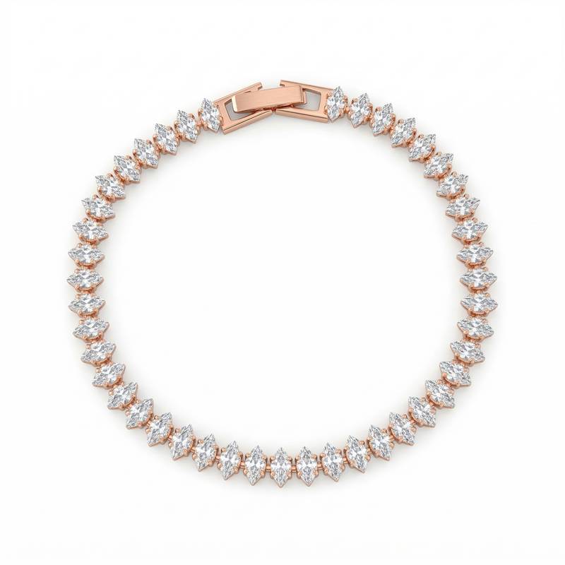 Brass rose gold plated moissanite diamond unisex bracelet