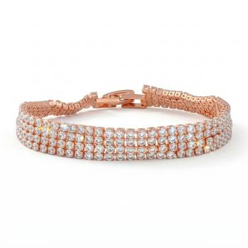 Brass rose gold plated four liner moissanite diamond unisex bracelet 1