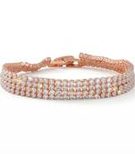 Brass rose gold plated four liner moissanite diamond unisex bracelet